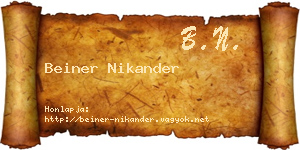 Beiner Nikander névjegykártya